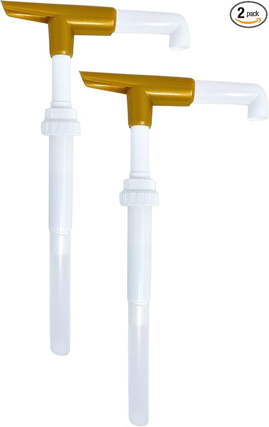 Sauce Pump Dispenser (Pack of 2), Fits 87.3 to 90.4 Ounce Bottles, Gold