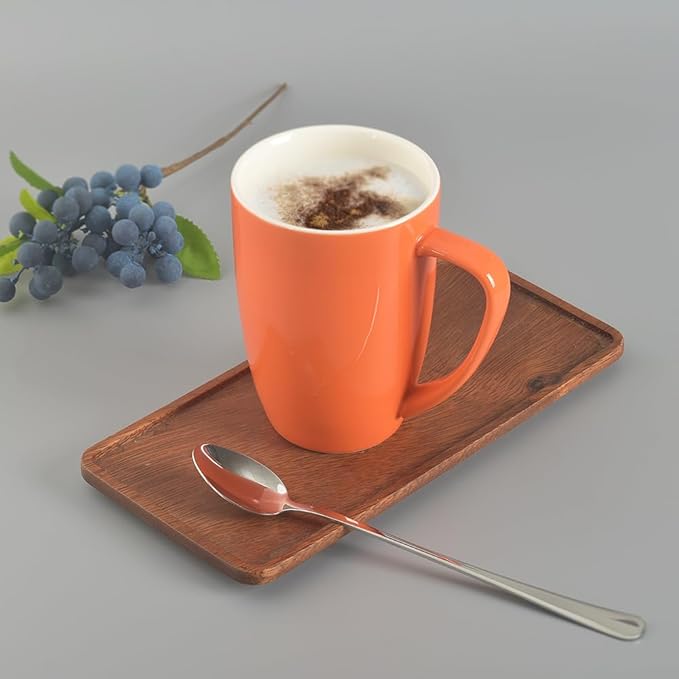 homEdge Porcelain Mug Set, 16 Ounces Cup for Tea, Latte, Mocha, Hot Chocolate, Set of 6, Orange - Image 5