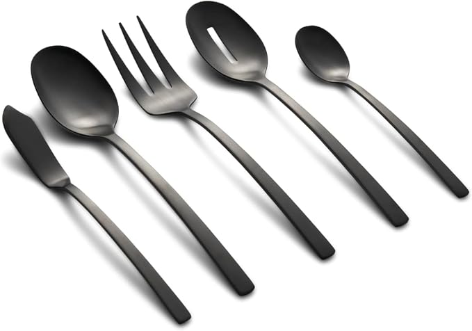 Cambridge Silverware Set, Beacon Black Satin 45-Piece Flatware Set, Service For 8, 18/0 Stainless Steel, Dishwasher Safe, Flatware Cutlery Sets, Utensils, Knives Spoons And Forks (Black, 45 Pieces) - Image 4