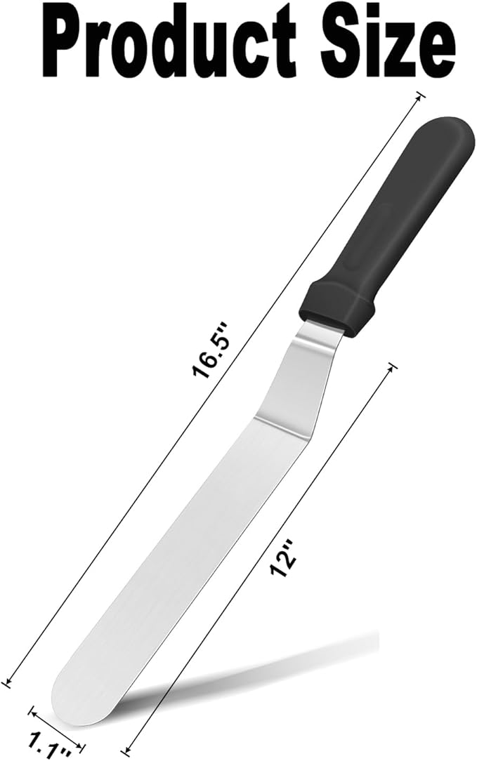 12" large Angled Icing Spatula,Lmoszuak Professional food grade stainless steel cake spatula,with Sturdy & Durable Handle Cake Spatula,Frosting smoother spatulas for cake decorating,Baking