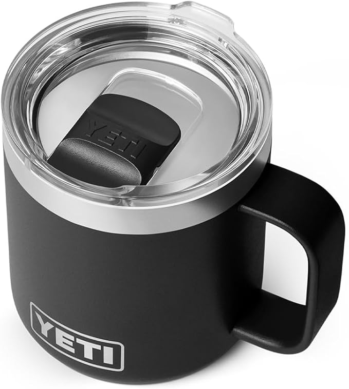 YETI Rambler 10 oz Ceramic Lined Stackable Mug, Vacuum Insulated, Stainless Steel with MagSlider Lid, Black by YETI