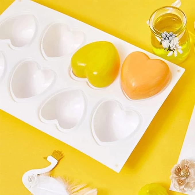 2 Pcs 3D Heart Shape Mold for Chocolate and Dessert Making | Flexible silicone for easy unmolding, Non-stick surface for clean shaping results, Heat resistant for baking and freezing use - Image 4