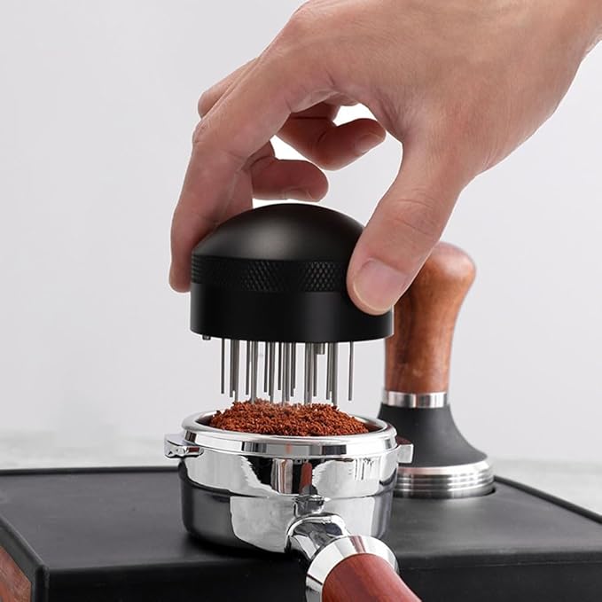 53mm 58mm Needle Tamper for Espresso - 19-Pin 304 Stainless Steel Coffee Distributor with Adjustable Depth Aluminum Handle,for Most Portafilters