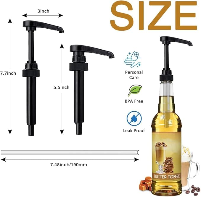 24 Packs Black Coffee Syrup Pump Dispenser, Compatible with 25.4 Oz/750ml Bottles, Great for Home & Coffee Bar Drinking Mixes, Tea, Beverage, Cocktails, Plus Spoons(5.23")