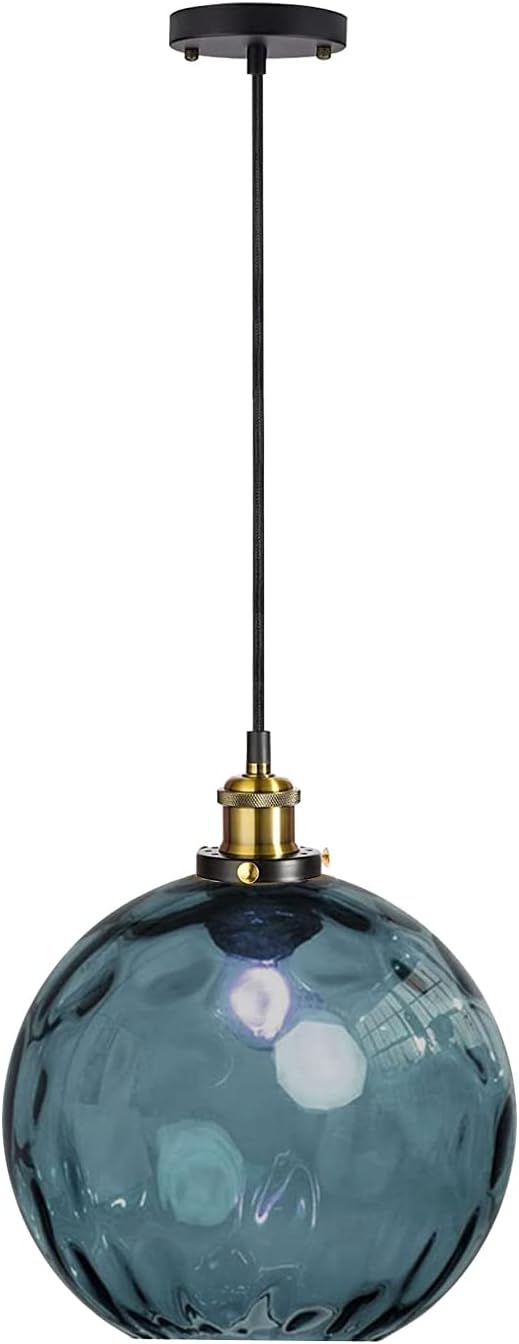 Pendant Light Shade Industrial Hanging Lights Fixtures Ceiling Outdoor Pendant Lighting for Kitchen Island Dining Room Unique Lamp in Kitchen Farmhouse Bedroom (Dark Blue, 7.8 Inches) by I-xun