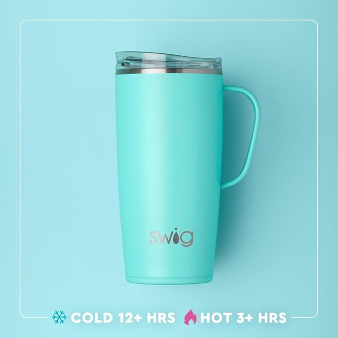 Swig Life 22oz Travel Mug, Insulated Tumbler with Handle and Lid, Travel Coffee Mug, Cup Holder Friendly, Stainless Steel 22 oz Tumbler, Reusable Insulated with Lid (Illinois)