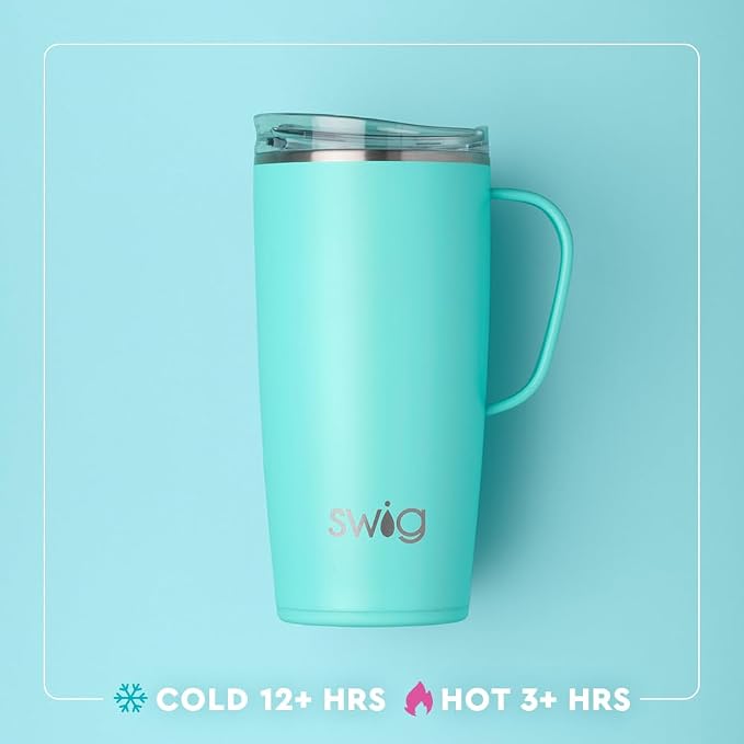 Swig Life 22oz Insulated Travel Mug with Handle & Lid, Mahjong | Triple Insulated Stainless Steel - Handle & Lid Included - Keeps Coffee Hot or Cold - Cup Holder Friendly - Image 3