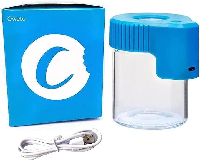 Led Transparent Glass Seal Storage Jar, Light-Up Magnifying Ornamental Glass Bottle (Blue) by Oweto