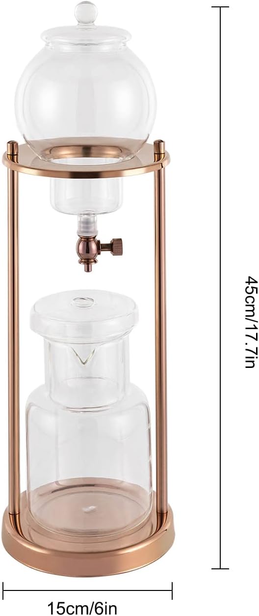 Metal Cold Brew Drip Tower, Ice Cold Drip Tower 6-8 Cups 600ml -20-150°C Temperature Range With Slow Drip TechnologyIBamboo Straight Frame for Home Office Drip Coffee Maker