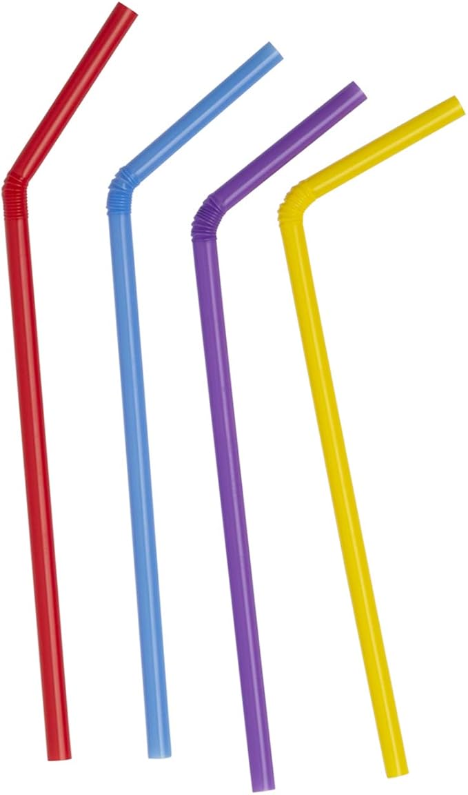 Comfy Package [250 Count] Flexible Plastic Drinking Straws - Disposable Drinking Straws - 7.75"High - Assorted Colors - Image 2