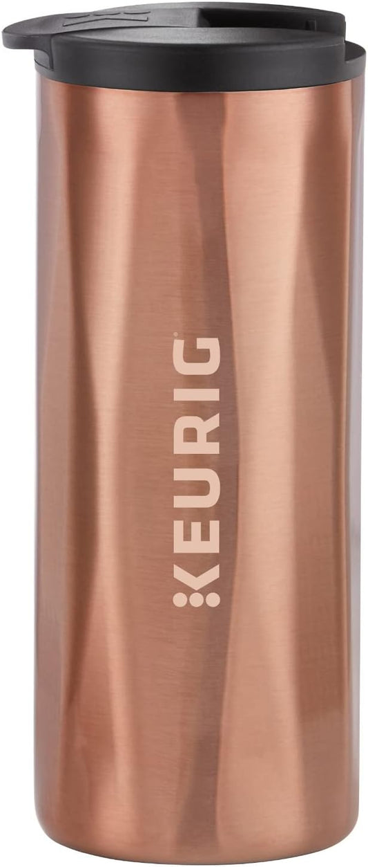 Keurig Faceted Stainless Steel Coffee Travel Mug, Fits Under Any Keurig K-Cup Pod Coffee Maker, 14 oz, Copper by Keurig