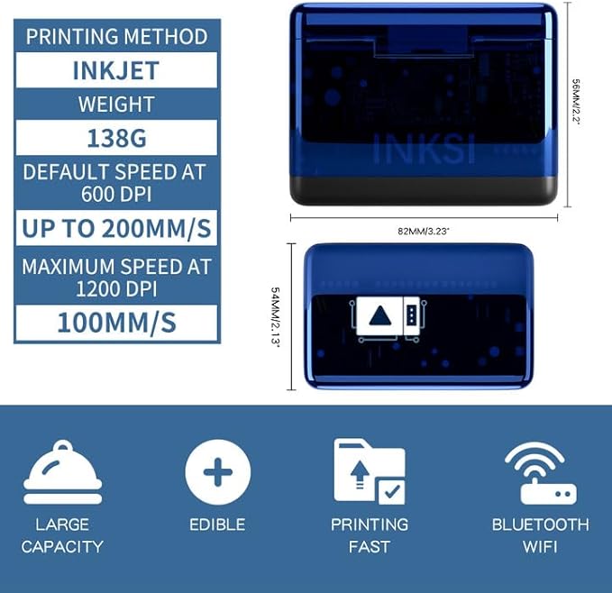 Handheld Food Printer Pen for Creative Coffee, Decorative Baking & Dessert Portable Mini Coffee PrintPen | Bluetooth, AP & Wi-Fi Connections