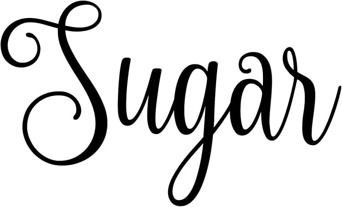 Sugar 4.25w x 2.5h Label | Kitchen Pantry Organization | Die Cut Vinyl Decal | Black Fancy Font (Sticker Only) by MinglewoodTrading