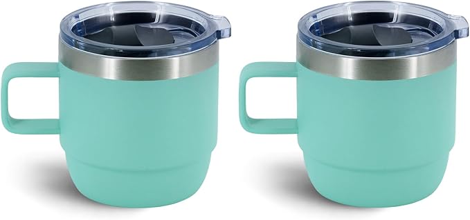 6 oz Stackable Mug, Stainless Steel cup with handle, Vacuum Insulated Espresso/Coffee Mug, shot Glass Set for 2-Piece Set for Coffee, Spirits, Wine, Tea-sea green - Image 7