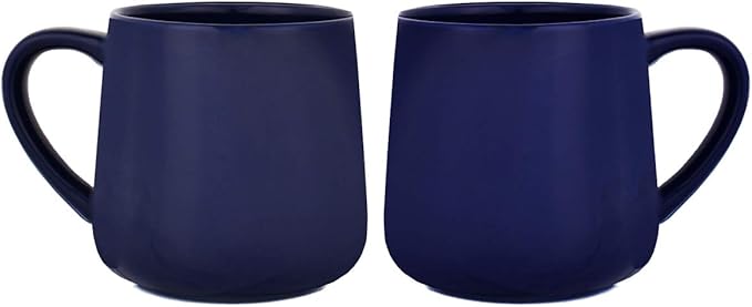Bosmarlin Glossy Ceramic Coffee Mugs Set of 2, Tea Cup for Office and Home, 18 oz, Suitable for Dishwasher and Microwave(Royal Blue, 2) by Bosmarlin