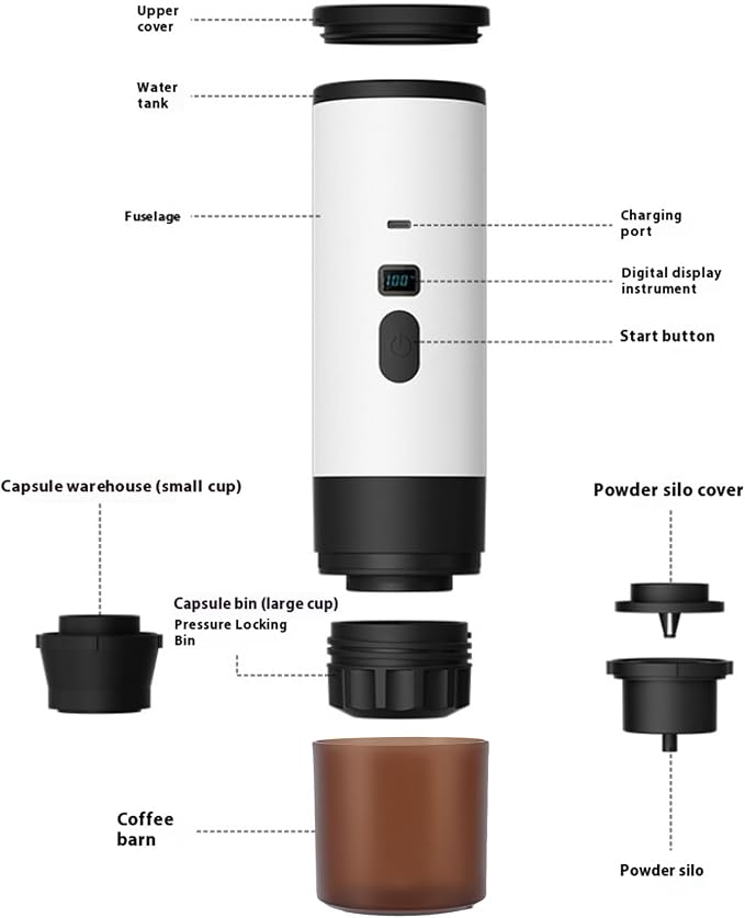 Sonew Portable Capsule Coffee Maker – Cordless 72W Automatic Travel Coffee Machine for Home, Car & Outdoor – -Compatible, USBCharged, 90mL, 622g Lightweight Design - Image 3