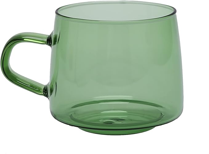 2PCS Glass Coffee Mugs, 350ml Clear Glass Mug with Handle Heat Resistant Tea Mugs High Borosilicate Glass Mug for Tea Beverages (Green)