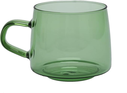 2PCS Glass Coffee Mugs, 350ml Clear Glass Mug with Handle Heat Resistant Tea Mugs High Borosilicate Glass Mug for Tea Beverages (Green)