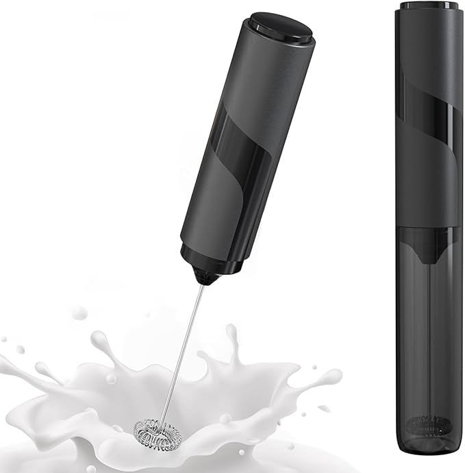 Handheld Milk Frother with Cover- 15-Second Silent Drink Mixer, Travel-Ready with ABS Sleeve, Battery-Powered for Coffee, Matcha & Shakes (With Cover) (With Cover)
