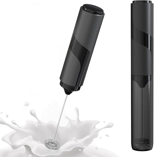 Handheld Milk Frother with Cover- 15-Second Silent Drink Mixer, Travel-Ready with ABS Sleeve, Battery-Powered for Coffee, Matcha & Shakes (With Cover) (With Cover)