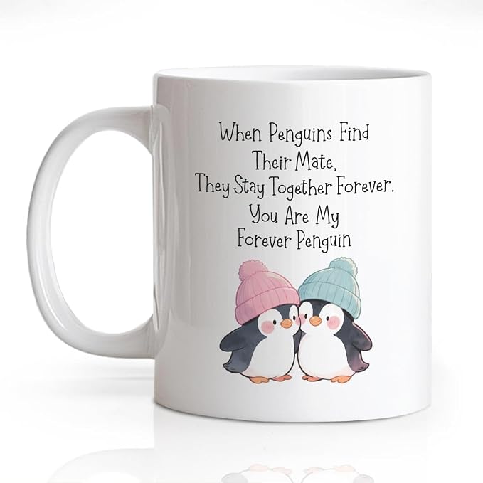 You Are My Forever Penguin 11oz Double-Sided Ceramic Mug, Funny Penguin Coffee Mug for Lover, Christmas Thanksgiving Gifts for Wife Husband, Valentine's Day Anniversary Mug for Couple Soulmate by Unknown