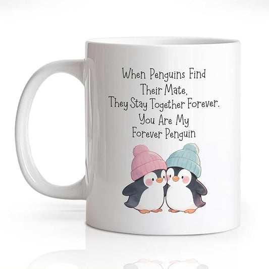 You Are My Forever Penguin 11oz Double-Sided Ceramic Mug, Funny Penguin Coffee Mug for Lover, Christmas Thanksgiving Gifts for Wife Husband, Valentine's Day Anniversary Mug for Couple Soulmate by Unknown