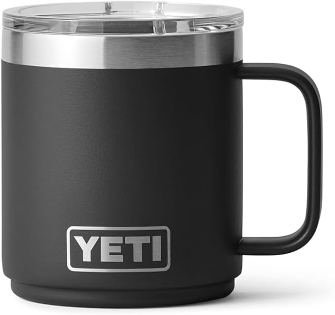YETI Rambler 10 oz Ceramic Lined Stackable Mug, Vacuum Insulated, Stainless Steel with MagSlider Lid, Black - Image 3
