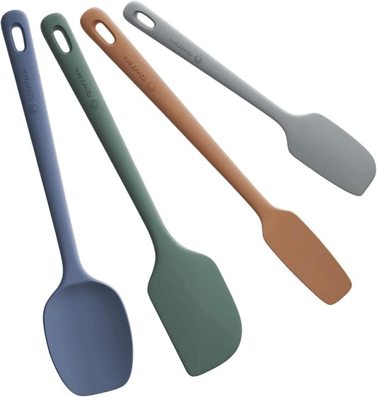 ChefAide 4 Pieces Silicone Spatula Set, Food Grade Rubber Spatula, Upgrade Strong Handle with Ergonomic Grip, Heat Resistant for Nonstick Cookware, Cooking by ChefAide