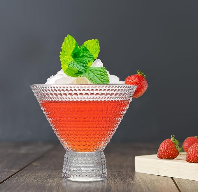 6Pcs Stemless Martini Glasses, 8.5oz Vintage Cocktail Glasses, Hobnail Drinking Glasses for Home Bar, Restaurant, Party - Image 5