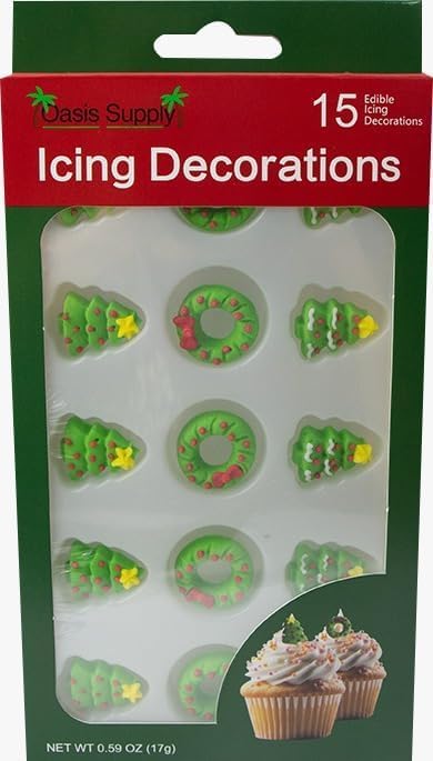 Christmas Edible Cake Decorations - Candy or Cupcake Topper -Christmas Presents, Winter Snowflakes, Trees and Wreaths, 45 Pieces Total - Image 5