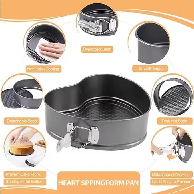 Kitchen Tool Heart Cake Mold Baking Supplies Non-stick Removable Bottom Springform Cake Pan Tin Baking Mold Leak proof and high temperature resistant Heart cake Pans Set of 3 - Image 5