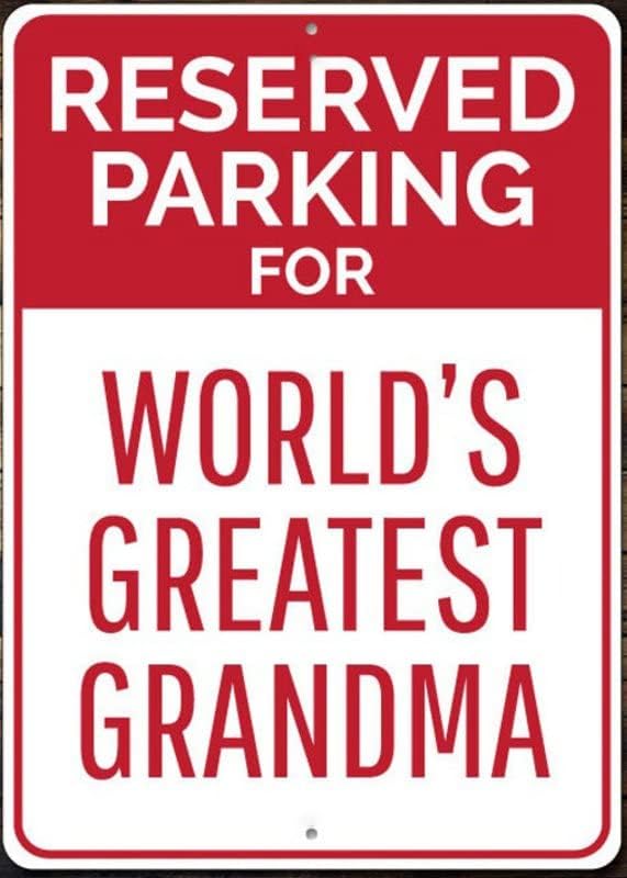 Grandma Parking Sign, Grandma Gift, Mother's Day Gift, Gift for Grandma, Garage Decor, Grandmother Metal Sign - Quality Aluminum Decoration 12x16 Inches,Fun Kitchen Decor, Funny Bar Signs, Vintage Kitchen Signs by ANWND