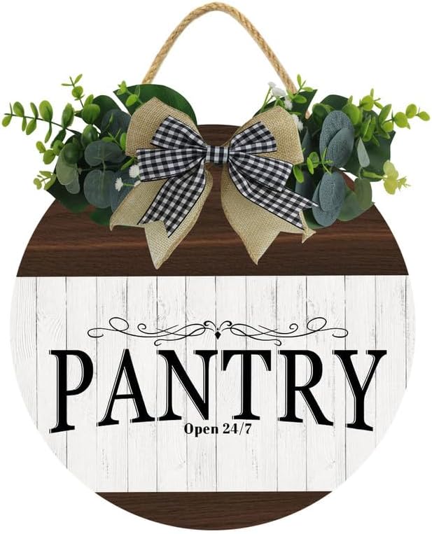 Uptell 12" Farmhouse Pantry Signs Pantry Open 24/7 Wall Door Decor Farmhouse Pantry Wall Decoration,Wood Wall Hanging Plaque Sign for Pantry Room Kitchen Decor 12 Inch by Uptell