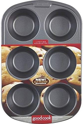 GoodCook Everyday Nonstick Steel Jumbo Texas Muffin Pan, 6-cup, Gray (Pack of 12) by GoodCook