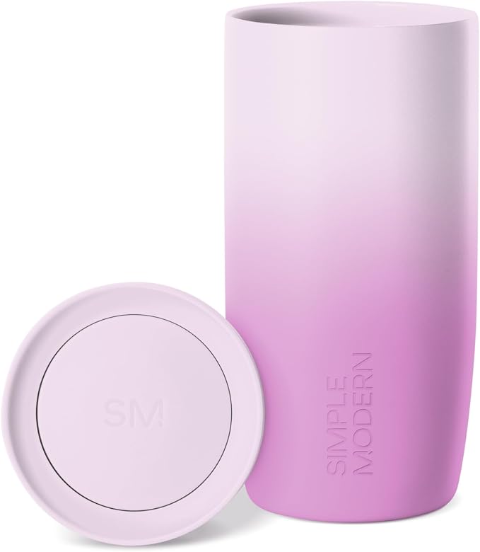 Simple Modern Insulated Travel Coffee Mug 360° Lid | 16oz | Ombré | Voyager Ceramic-Lined Insulated Stainless Steel Coffee Tumbler, Iced Coffee Cup, Mug with Lid | Fits Cupholder, Violet Dreams by Unknown