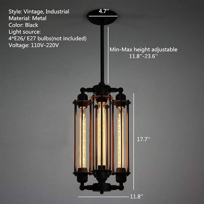Industrial Steampunk Chandelier Vintage Pendant Light Loft Ceiling Fixture for Country Hotel Restaurant Bar Creative Ceiling Lamp(4 Heads) - Image 3