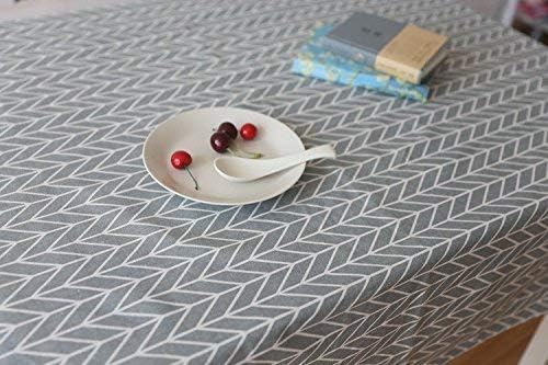 meioro Grey Farmhouse Table Cloth Rectangle Cotton Linen Nordic Twill Tablecloths Wrinkle Free Fabric Arrow Stripe Table Cloths Rustic Cover for Kitchen Dining Party Outdoor Picnic(47 x 70 Inch) - Image 5