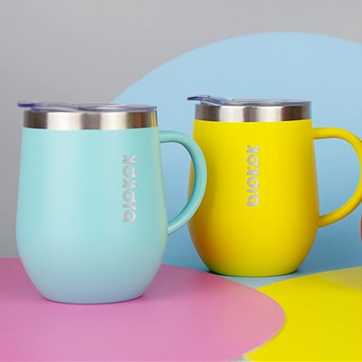 BJPKPK 2PCS Insulated Coffee Mug with Lid, 12oz Stainless Steel Tumbler | Travel Coffee Mug with Handle, Vacuum Insulated Tumbler Cup for Camping, Office, Home, BPA Free Lid, Hot & Cold - Image 6