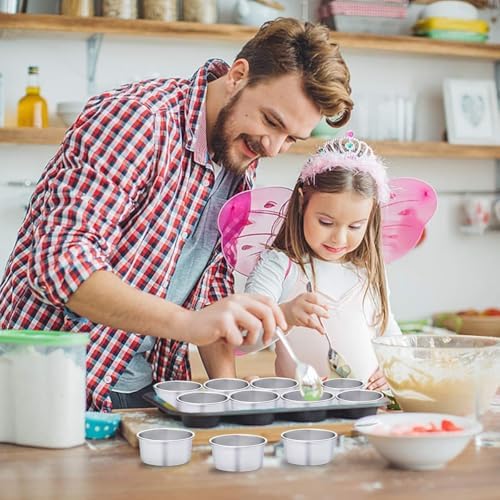 Round Cake Pan Set of 7 (4 Pcs of 4 x 2 inch and 1 Pc of 6 x 3 inch/8 x 3 inch/10 x 3 inch), Aluminum Baking Pans for Layer Cakes, Heavy Duty Non-Stick, Evenly Baking Tools for Home Kitchen - Image 3