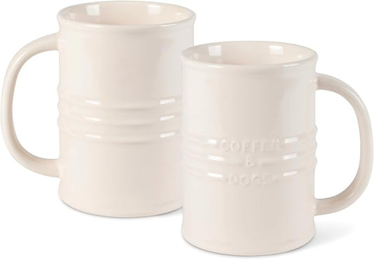 Fringe Studio Stoneware Memento Sculpted Tall Mug "COFFEE & DOGS" 3.35"DIA X 4.5"H, 14 FL.OZ, Ivory Color (436005) by FringeStudio