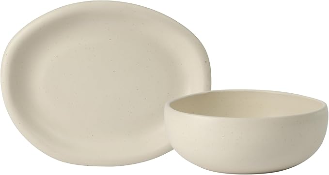 Bloomhouse - Two Time Oprah's Favorite Things Winner - Corsica Clay 2-Piece Serving Set – Oval Platter and Bowl in Sea Salt White, Durable Stoneware for Entertaining & Everyday Use by Unknown