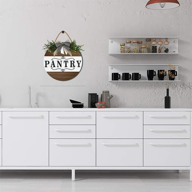 Farmhouse Pantry Signs, Rustic Pantry Room Decor Wooden Decoration with Quotes Pantry Open 24/7 Vintage Decorative Wall Plaque for Home 11" - Image 3