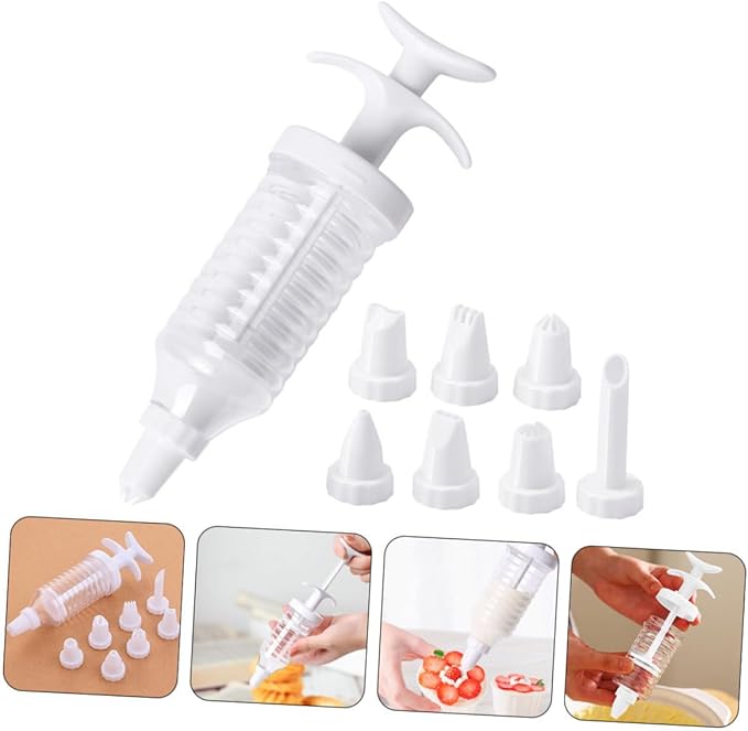 Cake Piping Kit with Replaceable Nozzles Injection Syringe for Cake and Cookie Decorating Multipattern Pastry Tips for Frosting and Cream Filling