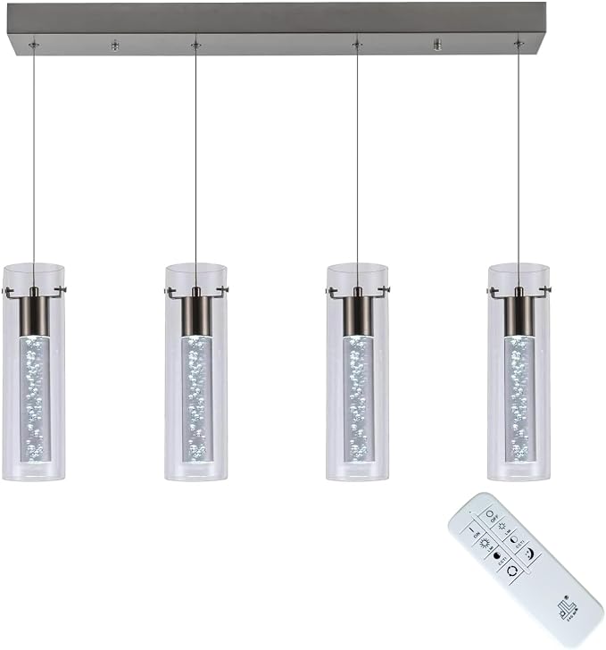 Pendant Lights Kitchen Island with Remote, 3000K-6000K Dimmable LED Brushed Nickel Pendant Light Fixtures, Modern Kitchen Pendant Lighting Over Island for Dining Room & Bar Counter by Bestwest