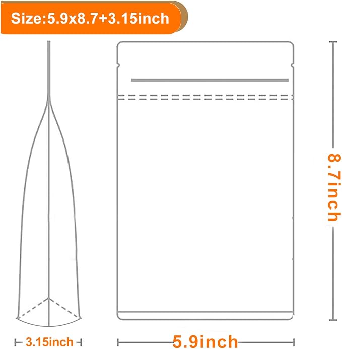 100 PCS Resealable Packaging Bags for Small Business，Kraft Bags With Window Clear Fornt Heat Seal Sealable 5.9"X8.7"Paper Zipper Stand Up Pouches Nut Bag Coffee Cookie Herb Food Bakery Storage - Image 5
