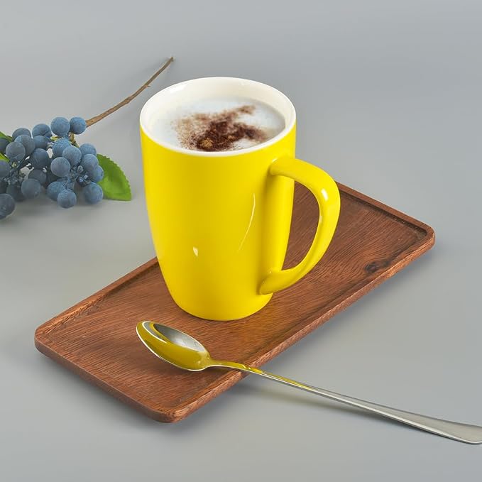 homEdge Porcelain Mug Set, 16 Ounces Cup for Tea, Latte, Mocha, Hot Chocolate, Set of 6, Yellow - Image 8