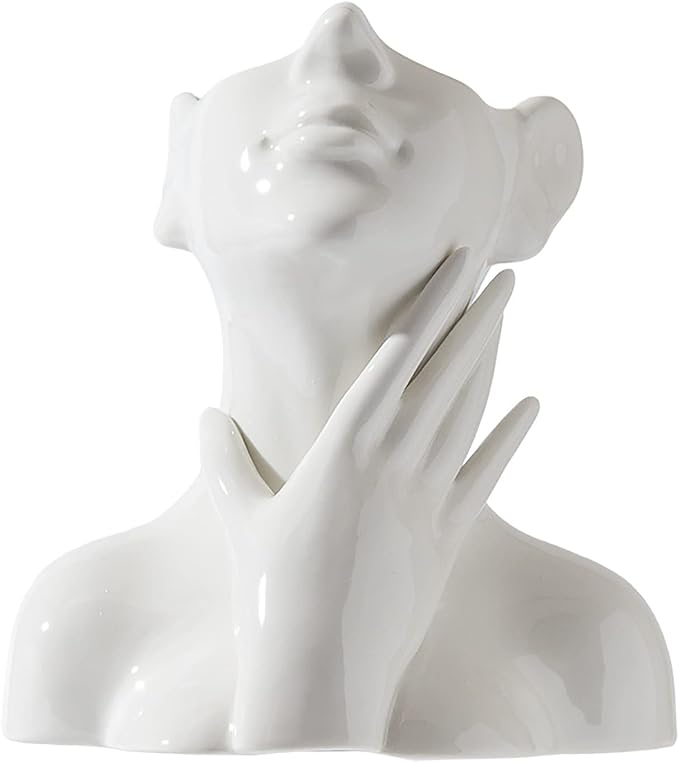 Face Vase,White Flower Vases for Decor,Ceramic Body Vase,Modern Vase for Shelf Dining Table Kitchen Counter Modern Home Decor 6.69'' W X 7.09'' H - Image 10