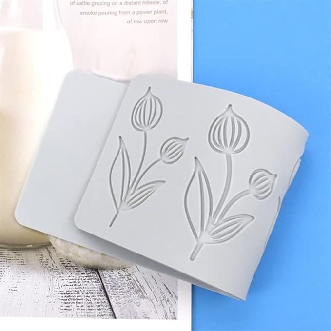 TUKE Tulip Flower Silicone Mold 3D Baking Fondant Lace Pad Cake Silicone Mold Cake Fondant Clay Molds Tulip_10.48 x 3.52 x 0.12 inches BH0957