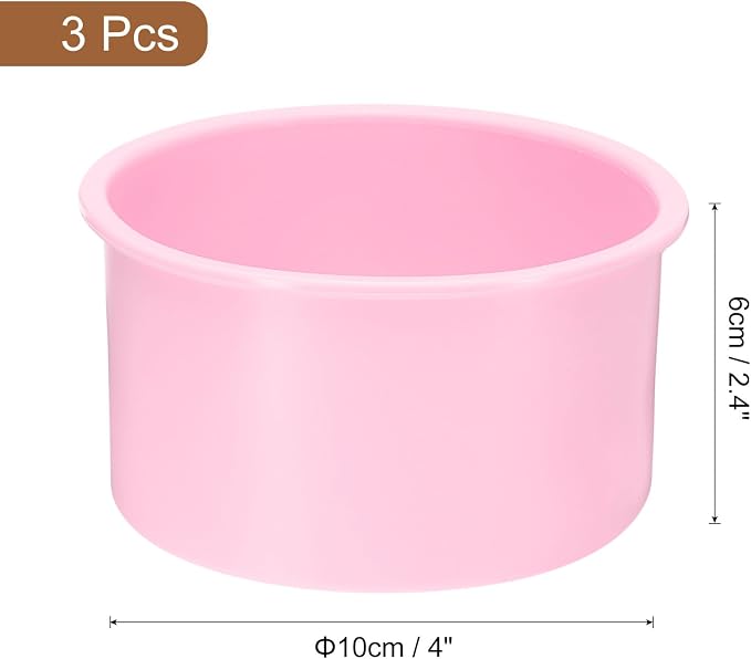 uxcell 3pcs Round Cake Pans, 4 Inch Silicone Cake Molds for Baking, Nonstick & Quick Release Circle Cake Pans for Layer Cake, Smash Cake and Cheese Cake Pink - Image 2