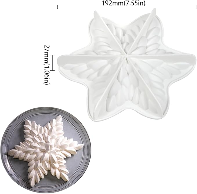 mostsom 3D Snowflower Silicone Mold for Baking, Mousse Cake Molds for French Desserts, Pastry, Chocolate, Cupcake, Pudding, Jello, Fondant, Soap, Nonstick Decoration Mould Baking Tools (G_ Snowflower)
